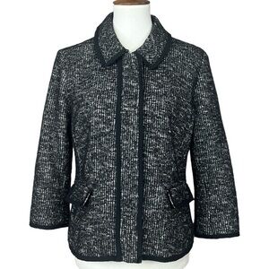 Ann Taylor Tweed Three-Quarter Sleeve Wool Blend Blazer Jacket